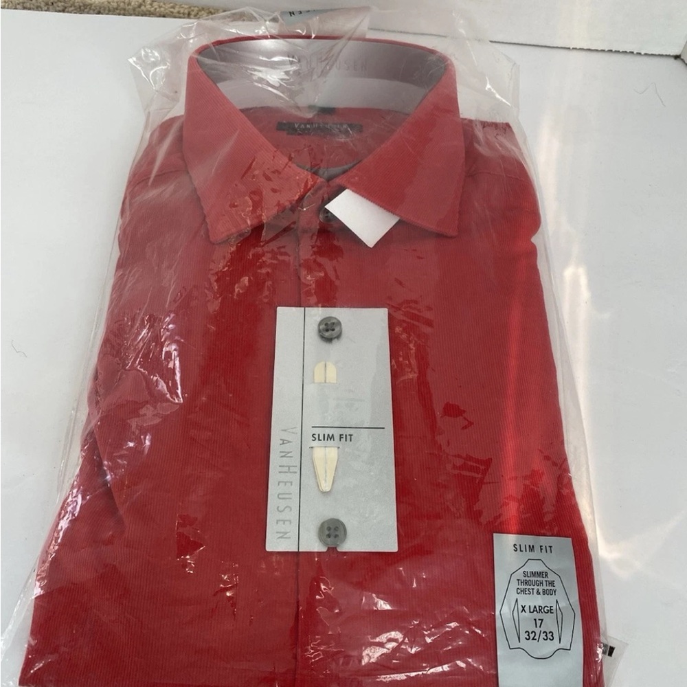 Van Heusen Men's Classic Red Dress Shirt corduroy holiday wedding business